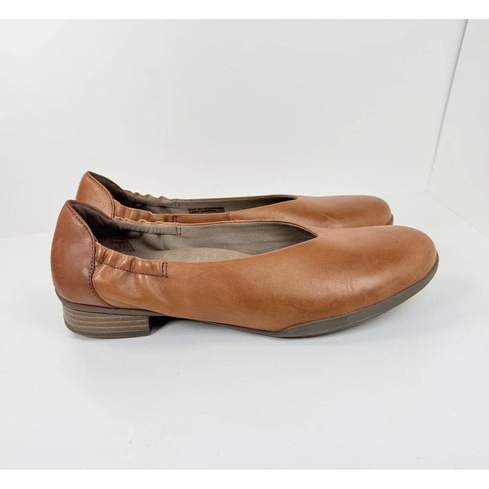 Dansko Womens Kira Ballet Flats Brown Leather Comfort Slip On Shoes EU 41
